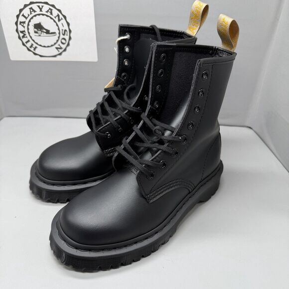 Dr. Martens 27032 Women Mono Vegan Leather Combat Boots Black Lace Up Size 5 NEW - Picture 2 of 11